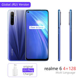 realme 6 Global Version 4GB RAM 128GB ROM Mobile Phone 90Hz Display Helio G90T 30W Flash Charge 4300mAh 64MP Camera Cellphone