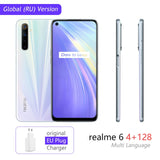 realme 6 Global Version 4GB RAM 128GB ROM Mobile Phone 90Hz Display Helio G90T 30W Flash Charge 4300mAh 64MP Camera Cellphone