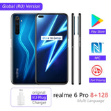 realme 6 Pro 8GB RAM 128GB ROM 6pro Global Version Mobile Phone Snapdragon 720G 30W Fast Charge 64MP Camera Original EU Plug NFC