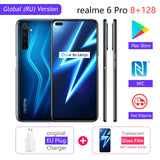 realme 6 Pro 8GB RAM 128GB ROM 6pro Global Version Mobile Phone Snapdragon 720G 30W Fast Charge 64MP Camera Original EU Plug NFC