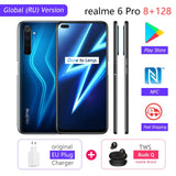 realme 6 Pro 8GB RAM 128GB ROM 6pro Global Version Mobile Phone Snapdragon 720G 30W Fast Charge 64MP Camera Original EU Plug NFC