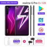 realme 6 Pro 8GB RAM 128GB ROM 6pro Global Version Mobile Phone Snapdragon 720G 30W Fast Charge 64MP Camera Original EU Plug NFC