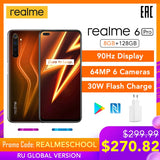 realme 6 Pro 8GB RAM 128GB ROM 6pro Global Version Mobile Phone Snapdragon 720G 30W Fast Charge 64MP Camera Original EU Plug NFC